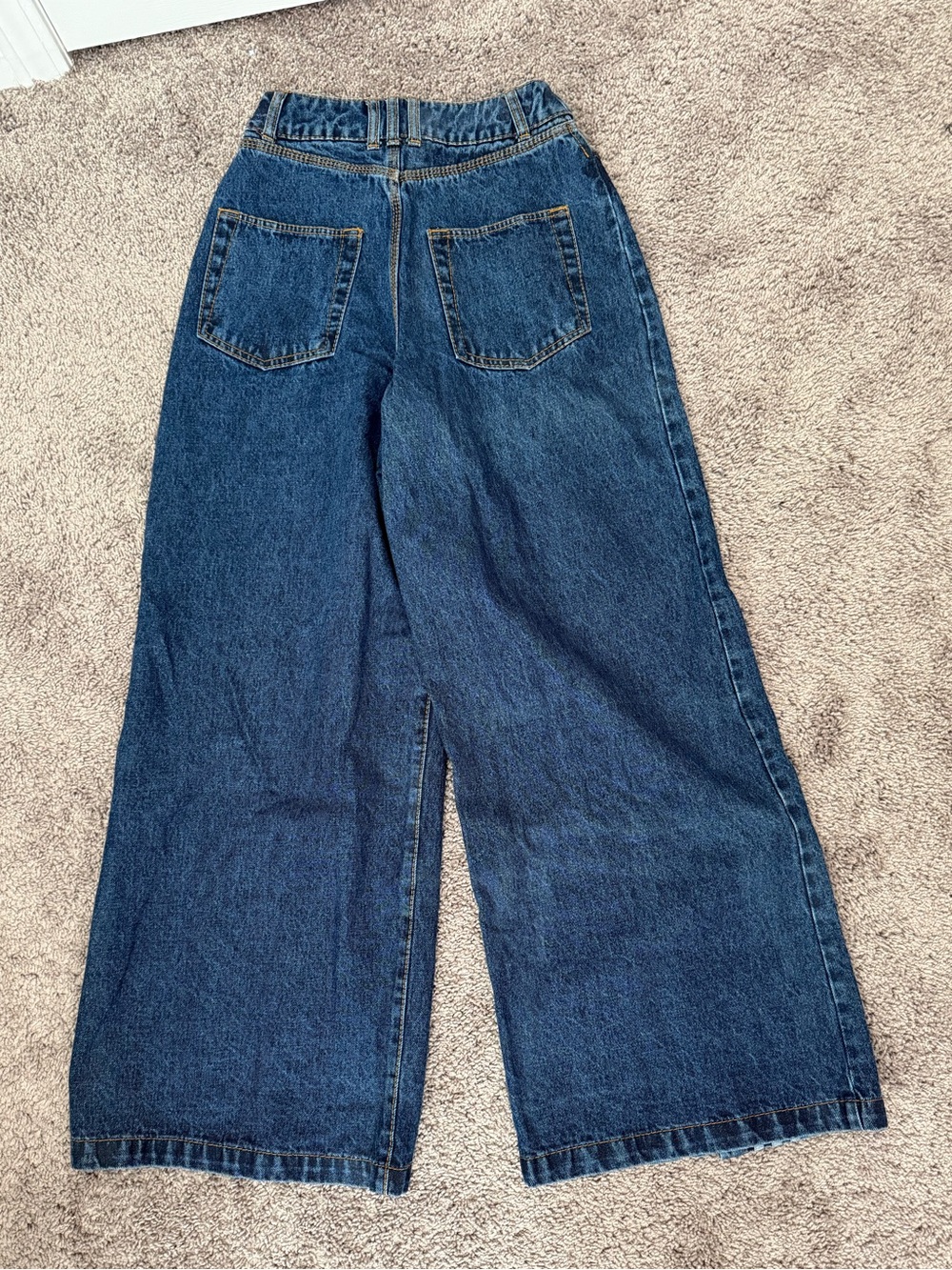 Beyoncé ivy park x adidas Wide Leg Dark Blue Jeans with Light Blue Stripe Detail - Picture 2 of 6